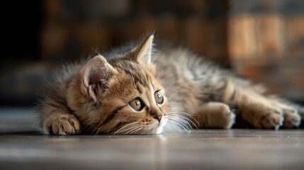 Fototapeta premium Adorable Kitten Relaxing Indoors