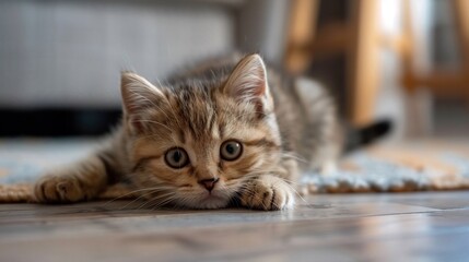 Adorable Kitten Playing on the Floor