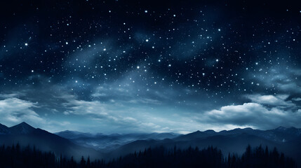 Digital dark blue sky nebula abstract graphic poster background