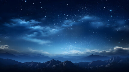 Naklejka premium Digital dark blue sky nebula abstract graphic poster background