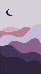 Abstract Purple Landscape Illustration &ndash; Dreamy Nighttime Art