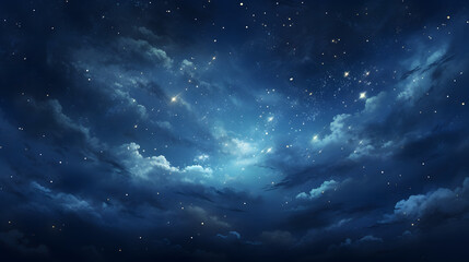 Digital dark blue sky nebula abstract graphic poster background