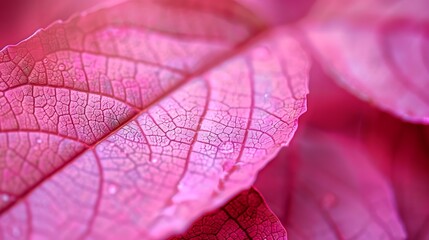 A closeup shot of a striking pink leaf with intricate ridges and sharp edges
