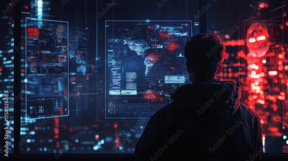 Poster abstract network connection, digital hi-tech digital internet communication, technology on circle ba
