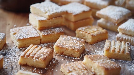 A collection of buttery shortbread delights dusted with fine sugar