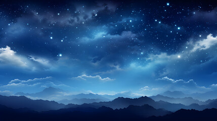 Fototapeta premium Digital dark blue sky nebula abstract graphic poster background