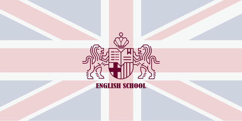 Classic British school crest with UK flag, perfect for educational institutions and elite academies.