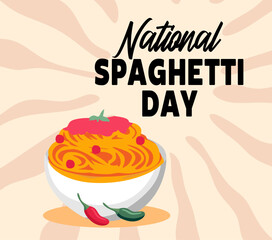 National Spaghetti Day with a plate of delicious spaghetti