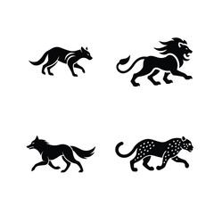 Wild Animal Minimalist Silhouette Logo Vector, Modern Wildlife Design Elements.