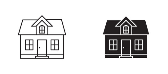 Home icons in outline and fill. vector illustration for ui.