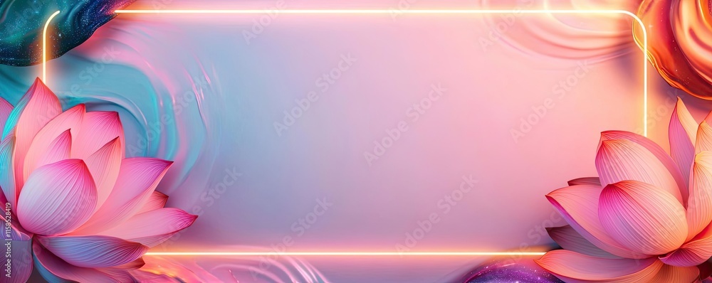 Aufkleber lotus floral abstract background idea. beautiful lotus flowers surround a serene light background fo
