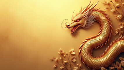 Golden Dragon, Asian Art, 3D Render - 3D renderings