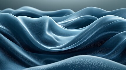 Obraz premium A textured surface of flowing blue fabric, showcasing gentle waves and a soft, luxurious appearance.