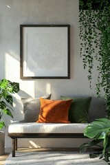 Cozy Minimalist Living Room with Greenery and Stylish Decor