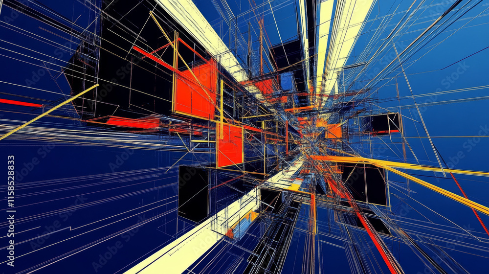 Poster modern abstract network hand science connection technology internet and graphic design. on hi tech f