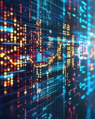 Obraz premium Abstract Digital Data Visualization with Colorful Graphs and Patterns