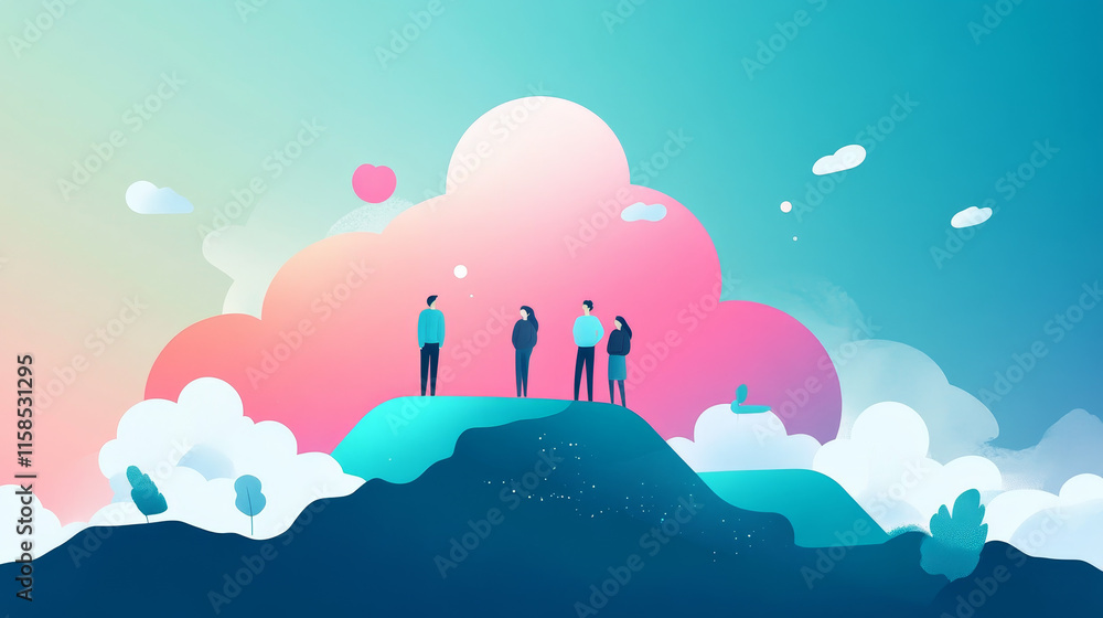 Poster abstract cloud technology with big data and interface concept connection by collecting data in the c