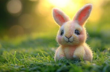 Obraz premium Felt Easter bunny and Easter eggs.