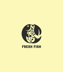 A fresh fish logo with a mountain and wave. Perfect for seafood businesses, sustainability brands, and ocean-inspired projects.