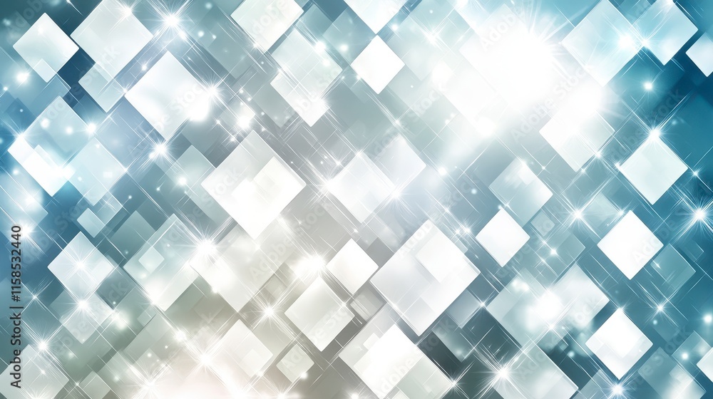 Aufkleber a shimmering background featuring sparkling squares and light effects in a cool color palette.