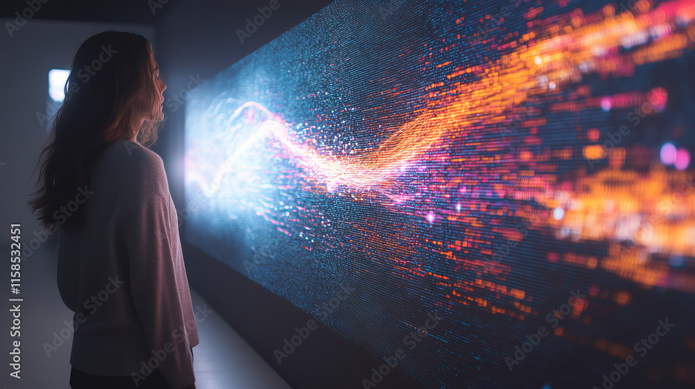 Poster abstract digital hologram big data visualization.