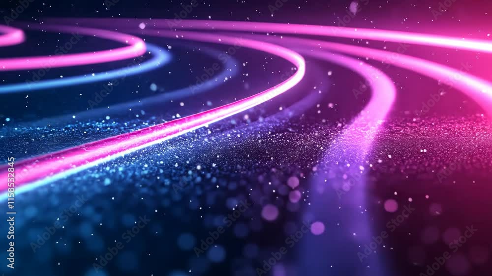 Poster colorful light trails create a mesmerizing abstract design on a dark background