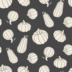 Flying White pumpkins on a black background