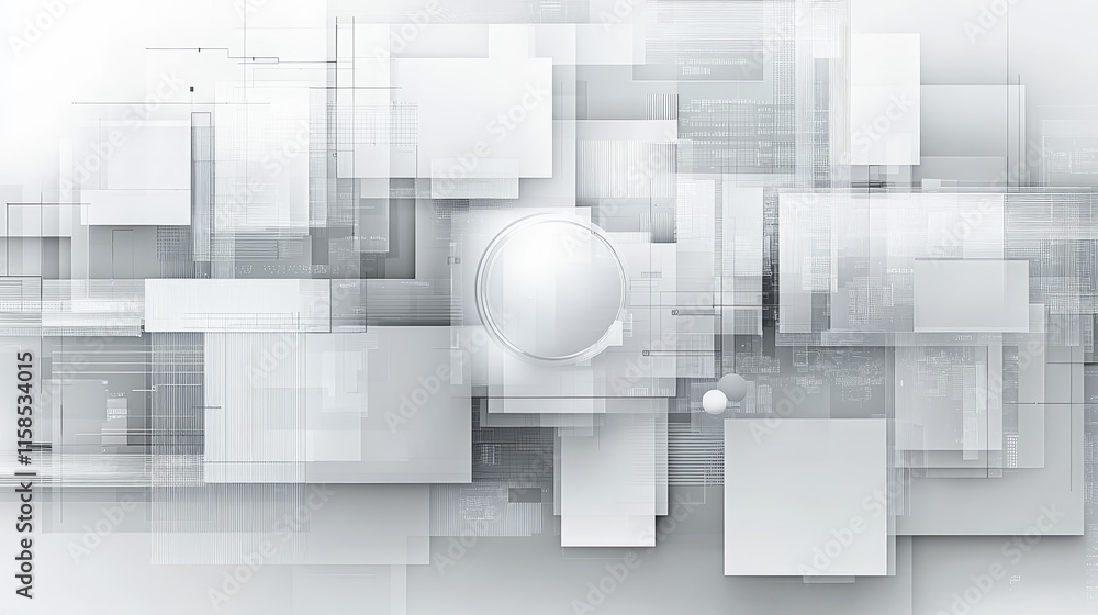 Poster abstract technology grey white background with various technology concept elements digital data char