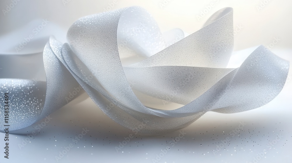 Poster a delicate white ribbon with a shimmering texture gently drapes, creating an elegant and soft appear