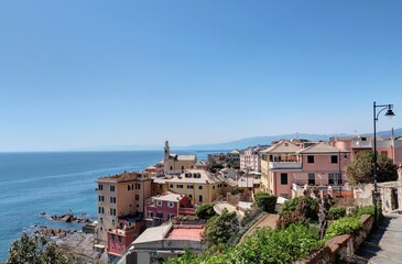 Plage de Boccadasse à Genes sur la côte de Ligurie en Italie du nord