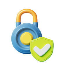 보안 자물쇠 체크 방패 아이콘 Security Lock and Check Shield Icon