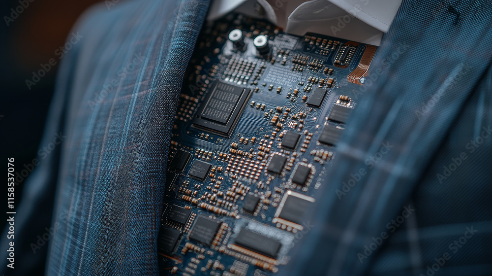 Poster abstract technology computing chipset on circuit board concept working data of artificial intelligen