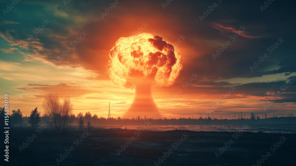 Poster abstract artificial intelligence on atomic and technology background with big data.