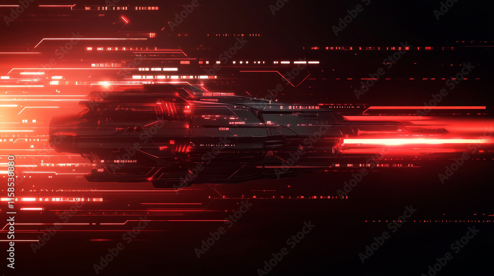 Aufkleber abstract world wireframe digital technology and map dot concept sci fi red light on hi tech future d