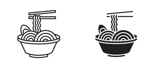 Noodles icons in outline and fill. vector illustration for ui.