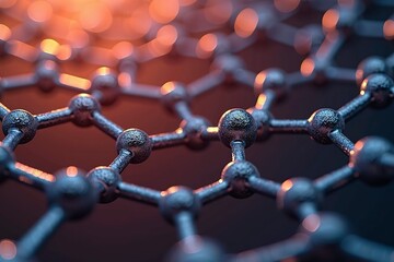Microscopic view of graphene structure revealing intricate atomic patterns. Advanced material science and nanotechnology exploration.