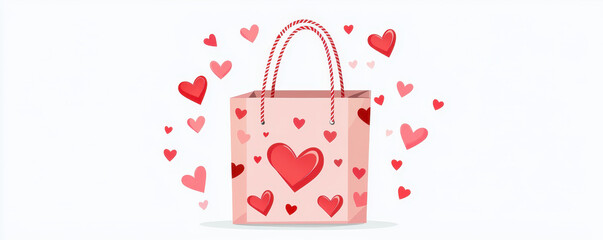Obraz premium festive gift bag adorned with hearts, perfect for celebrations