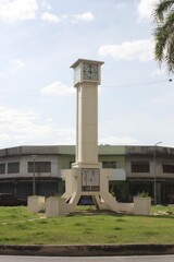 Vintage Clock Tower in a Small Town Square