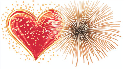 vibrant heart shaped fireworks burst celebrating love and joy