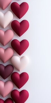 A vibrant display of colorful heart shapes showcasing love and affection.
