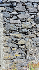 Close-Up of Rustic Stone Wall with Uneven Rocks and Natural Weathering