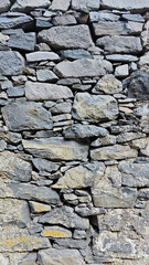 Close-Up of Rustic Stone Wall with Uneven Rocks and Natural Weathering