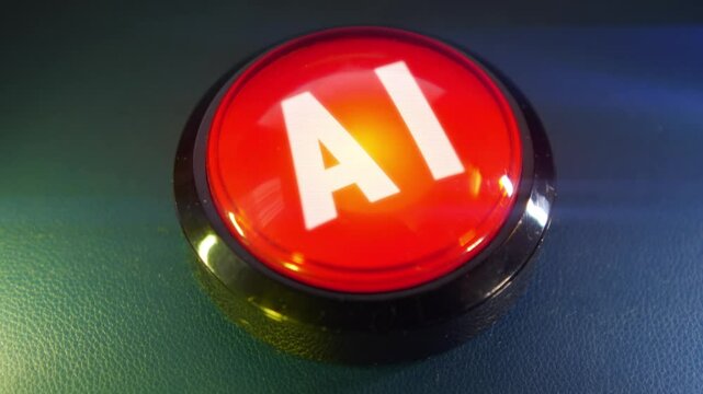 Pressing the big red button labeled with the message "AI"