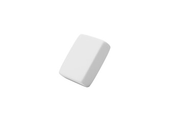A White Sleek Cubic Eraser With Soft, Smooth Rounded Edges On White Background 3D Illustration