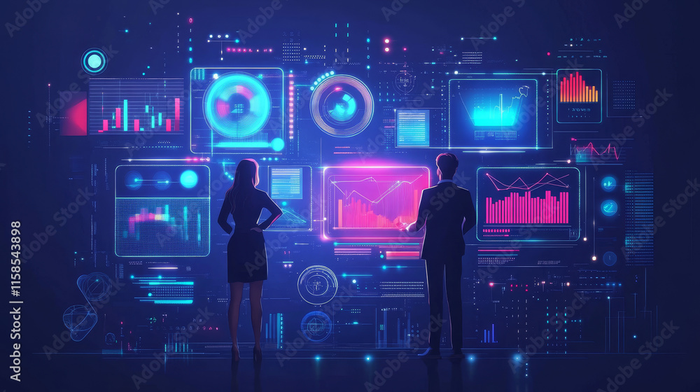 Poster abstract technology ui futuristic concept hud interface hologram elements of digital data chart, com