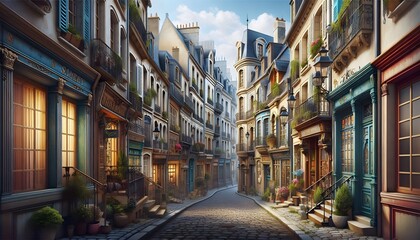 Naklejka premium Barrios históricos, calles estrechas con arquitectura clásica