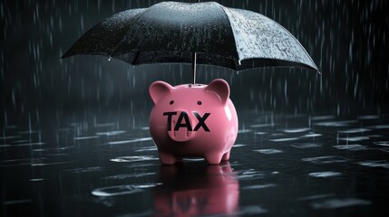 The Piggybank Under Umbrella