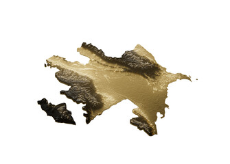 Obraz premium Azerbaijan Map Golden Metallic Texture Map Gold Reserves And Gold Mining Concept 3D Illustration
