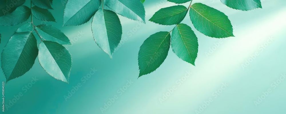 Aufkleber rose leaves abstract background concept. vibrant green leaves gently swaying in a soft breeze agains
