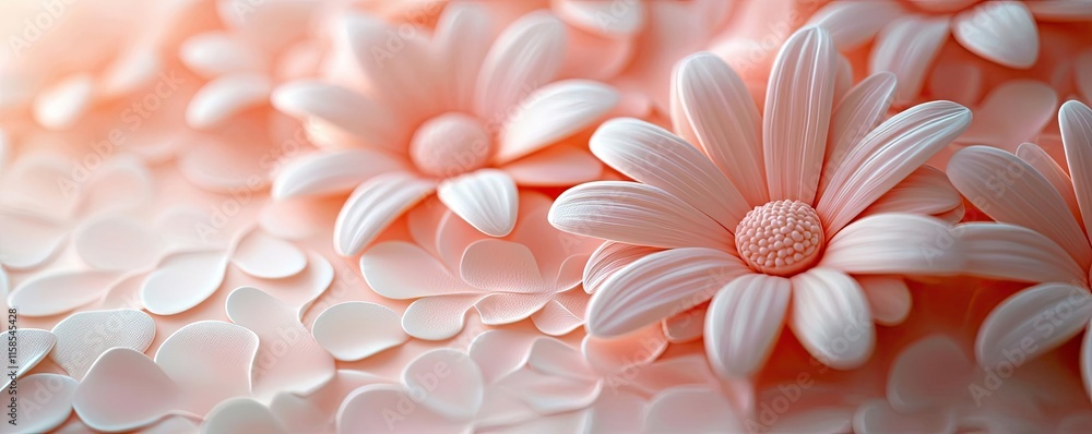 Aufkleber daisy floral abstract background idea. delicate white flowers on a soft pink background, creating a 